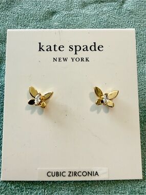 Kate Spade |♠️| Gold Butterfly Stud Earrings with Clear Stones